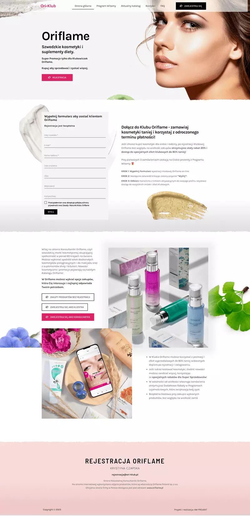 Wykonanie strony dla konsultantki Oriflame