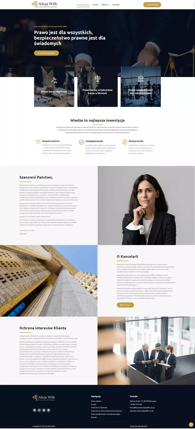Wykonanie strony dla Kancelarii w Warszawie