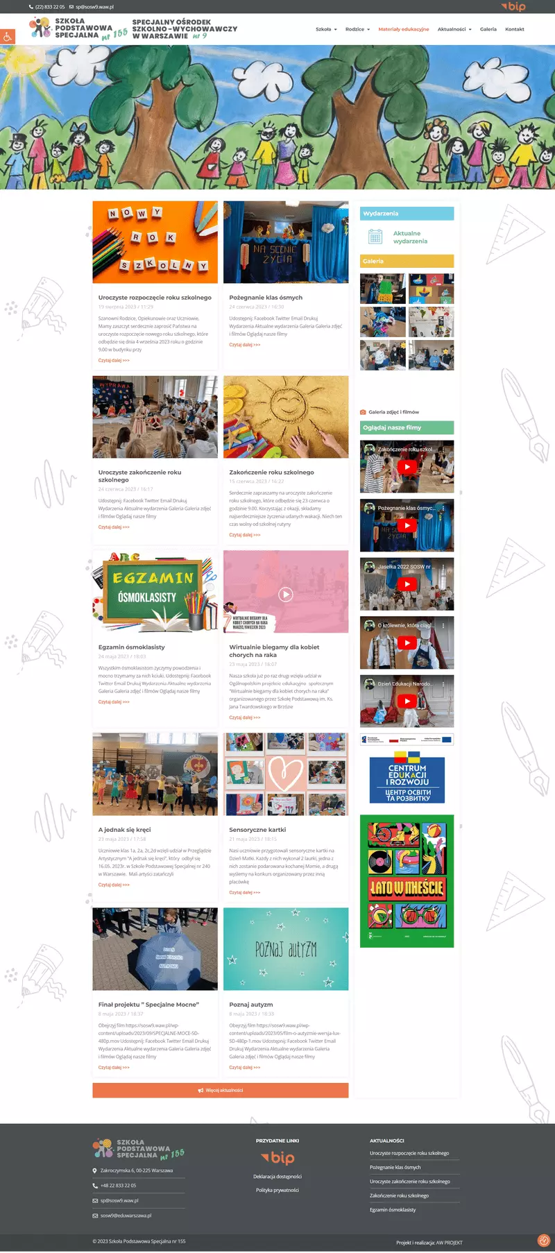 Wykonanie strony internetowej Szkoły Podstawowej Specjalnej z Warszawy