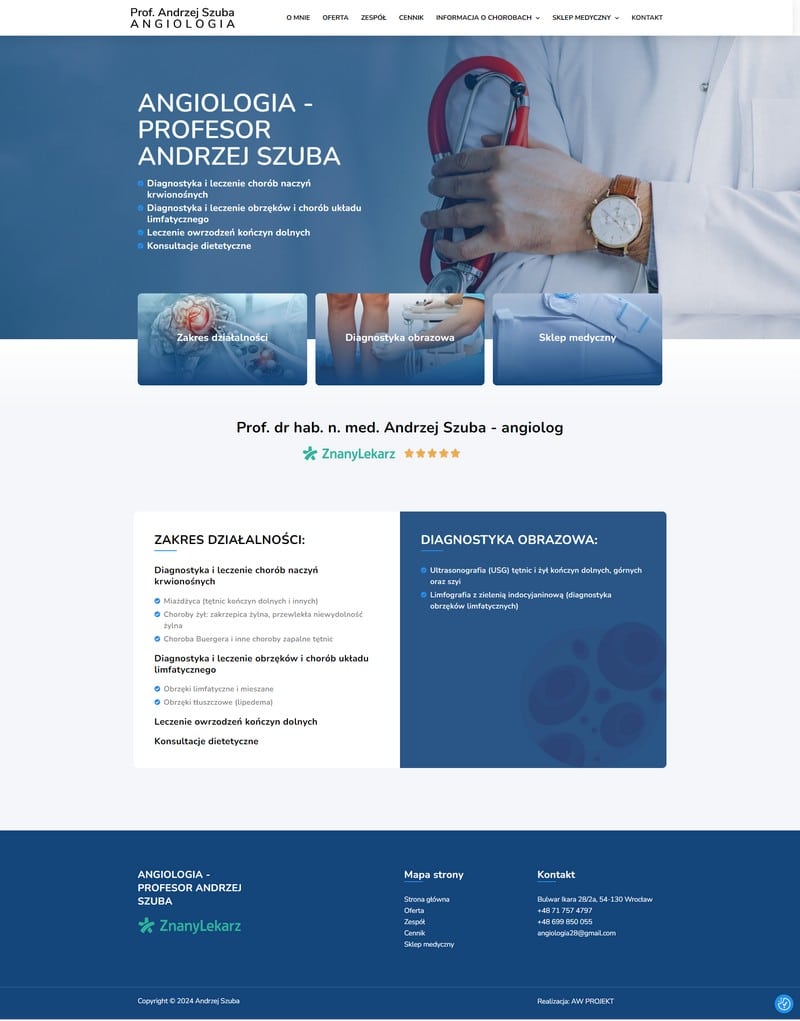 Wykonanie strony internetowej dla Prof. dr hab. Andrzej Szuba